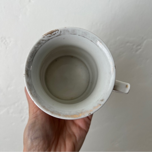 Antique Porcelain gilded German Back-stamp Lusterware Shaving Mug flowers vine - Picture 10 of 13